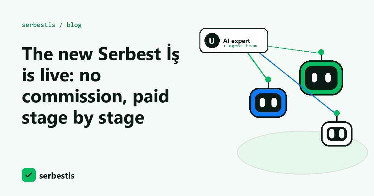 Cover image: the new Serbest İş is live, no commission, paid stage by stage
