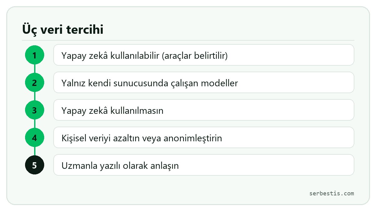 Projelerde yapay zekâ kullanımı için üç veri tercihi